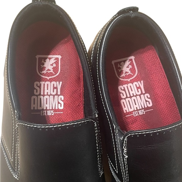 Stacy Adams Black Sideline Plain Toe Mens Slip On Shoes 25419-001, Size 10M - Picture 3 of 5